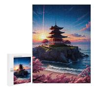 Rompecabezas para Adolescentes500 PCS Sakura Japan Pagoda Rompecabezas para Adultos Juegos Divertidos Desafío Difícil Oferta como Regalos para Toda La Familia 500 PCS