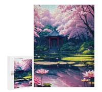Rompecabezas para Adolescentes500 PCS Shrine Lotus Sakura Japan Rompecabezas para Adultos Juegos Divertidos Desafío Difícil Oferta como Regalos para Toda La Familia 500 PCS