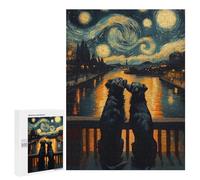 Rompecabezas para Adolescentes500 PCS Starry Night and Couple Dogs Rompecabezas para Adultos Juegos Divertidos Desafío Difícil Oferta como Regalos para Toda La Familia 500 PCS