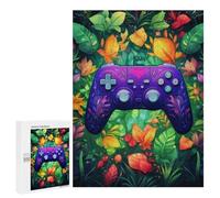 Rompecabezas para Adolescentes500 PCS Vibrant Floral Game Controller Artwork Rompecabezas para Adultos Juegos Divertidos Alivia El Estrés Oferta como Regalos para Toda La Familia 500 PCS