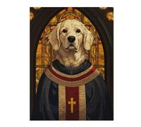 Rompecabezas para Adolescentes52x38cm/1000pcs Holy Golden Retriever Art Rompecabezas para Adolescentes Juego De Ingenio Decoración De Pared para Cumpleaños, Navidad 52x38cm/1000pcs
