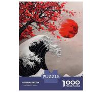 Rompecabezas para Adultos 1000 Abstract Oil Painting of Japanese Great Wave Rompecabezas para Adultos Juego De Ingenio Análisis Y Lógica Desafiante De Completar 38x26cm/1000pcs