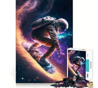 Rompecabezas para Adultos 1000 Astronauta Espacio Snowboard Corte Juguete Divertido para ejercitar la Mente Juego Tranquilo Divertido Regalo de cumpleaños (38x26cm)
