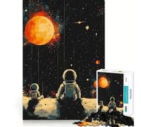 Rompecabezas para Adultos 1000 astronautas en un Planeta lejano Corte Juguete Divertido para ejercitar la Mente Juego Tranquilo Regalo Ideal para cumpleaños (38x52cm)