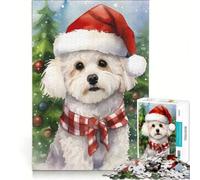 Rompecabezas para Adultos 1000 Bichon Frise Christmas PAI, decoración de Pared de Juguete, decoración de Arte para el hogar, con Piezas de Formas aleatorias Que encajan Perfectamente 38x26cm