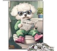 Rompecabezas para Adultos 1000 Bichon Frise Go Toilet Impossible Rompecabezas para Adultos tamaño 50x75cm para Vacaciones, cumpleaños y Noches de Juegos en Familia
