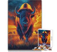Rompecabezas para Adultos 1000 Bisonte Americano al Atardecer Juguetes Juegos educativos Decoración de Pared Regalos de Amigo Secreto Tamaño 38x26cm
