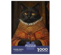 Rompecabezas para Adultos 1000 Black Cat in Royal Attire Rompecabezas para Adultos Juego Práctico Corte De Precisión Regalos para Amigos Y Familiares 70x50cm/1000pcs