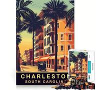 Rompecabezas para Adultos 1000 Calles de Charleston Arte de Borde Premium Juguete de Habilidades cognitivas Juego Casual Juego de cumpleaños Divertido (50x75cm)