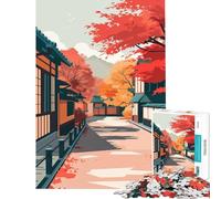 Rompecabezas para Adultos 1000 Calles de otoño en Japón Juego Imposible Juguetes educativos Regalos para cumpleaños Actividades Familiares Tamaño 38x52cm