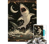 Rompecabezas para Adultos 1000 Cartas de Tarot del tiburón Blanco Diversión en casa decoración artística para el hogar Juego práctico para Mayores de 14 años (38x26cm)