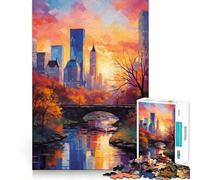 Rompecabezas para Adultos 1000 Central Park en otoño Exact Edge Art Focus Building Toy Cozy Time Game Christmas Wall Art (38x26cm)