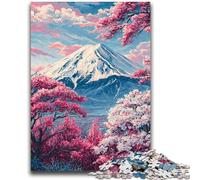 Rompecabezas para Adultos 1000 cerezos en Flor Monte Fuji Diversión Familiar para Toda la Familia Mayores de 14 años 50x75cm