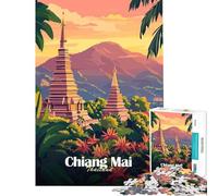 Rompecabezas para Adultos 1000 Chiang MAI Atardecer Actividades Divertidas en casa Una Obra de Arte Juegos relajantes Apto para Mayores de 14 años (38x26cm)