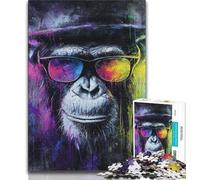 Rompecabezas para Adultos: 1000 chimpancés con Gafas Desafío difícil y antiestrés Ideal para Decorar tu Escritorio (75x50cm)
