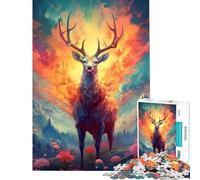 Rompecabezas para Adultos 1000 Ciervos en el Bosque Juego Misterioso y desafiante Juguetes para Relajarse Actividades Familiares Regalo Ideal para cumpleaños (tamaño 38x52cm)