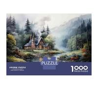 Rompecabezas para Adultos 1000 Cozy Cabin by The River Rompecabezas para Adultos Juego De Ingenio Análisis Y Lógica Desafiante De Completar 38x26cm/1000pcs