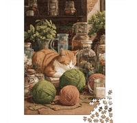 Rompecabezas para Adultos 1000 Cozy Cat Yarn Haven Rompecabezas para Adultos Juego Práctico Corte De Precisión Regalos para Amigos Y Familiares 38x26cm/1000pcs