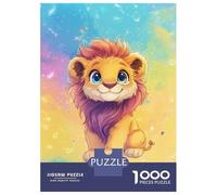 Rompecabezas para Adultos 1000 Cute Cartoon Lion Cub Illustration Rompecabezas para Adultos Juegos Relajantes Montaje De Patrones Regalos para Amigos Y Familiares 52x38cm/1000pcs