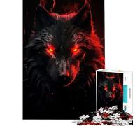 Rompecabezas para Adultos 1000 Diablo Lobo Negro Juegos Educativos Juguetes de Aprendizaje Obra de Arte Regalo Actividades Familiares (Tamaño 38x26cm)