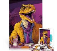 Rompecabezas para Adultos 1000 “Dinosaurio después del Trabajo” Madera，para Mayores de 14 años Obra de Arte Grandes Regalos y Juguetes。tamaño：50x75cm/19.68x29.52pulgada