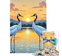 Rompecabezas para Adultos 1000 Dos grullas al Atardecer Juegos relajantes Desafío de Inteligencia Cerebral Juguetes adictivos Gran Regalo Actividades Familiares (Tamaño 38x26cm)