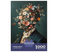 Rompecabezas para Adultos 1000 Floral Man Portrait Abstract Mental Roses Rompecabezas para Adultos Juegos Relajantes Montaje De Patrones Regalos para Amigos Y Familiares 70x50cm/1000pcs
