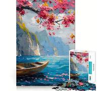 Rompecabezas para Adultos 1000 Flores Barco Sueño Juego de Articulaciones Afiladas,Juego Divertido de Pensamiento,Momento de Diversión y Relajación,Arte Navideño para el Ocio 38x52cm
