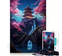 Rompecabezas para Adultos 1000 Flores de Cerezo Japón Arte de Bordes precisos Juguete de construcción Juego de Tiempo Acogedor Arte de Pared navideño (50x75cm)