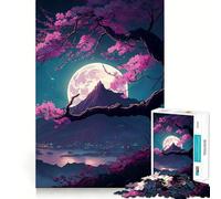 Rompecabezas para Adultos 1000 Flores de Cerezo Japón Magic Exact Art Focus Building Toy Cozy Time Game Christmas Wall Art (38x26cm)
