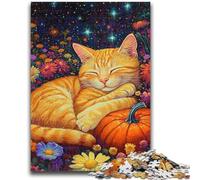 Rompecabezas para Adultos 1000: Gato durmiendo sobre una Calabaza Juego desafiante Juguetes Oferta de Regalo para Toda la Familia a Partir de los 14 años 50x75cm