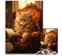 Rompecabezas para Adultos 1000 Gato Leyendo Libro cartón Rompecabezas Regalo Ideal para Adolescentes, Parejas y Amigos para cumpleaños, Navidad 26x38cm/10,23x14,96 Pulgadas