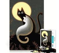 Rompecabezas para Adultos 1000 Gatos a la luz de la Luna Exact Edge Art Focus Building Toy Cozy Time Game Christmas Wall Art (38x26cm)