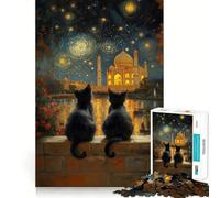 Rompecabezas para Adultos 1000 Gatos y Taj Mahal Exact Edge Art Focus Building Toy Cozy Time Game Christmas Wall Art (38x52cm)