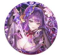 Rompecabezas para Adultos 1000 Genshin Impact Raiden Shogun Rompecabezas Redondos 1000 Piezas para Adultos decoración del hogar, cumpleaños, festividades y Regalos 67,5 x 67,5 cm