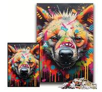 Rompecabezas para Adultos, 1000 grafitis de hienas, Rompecabezas de Madera de 50x75cm para Adolescentes y familias. Juego de ingenio para Regalar.