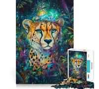 Rompecabezas para Adultos 1000 Guepardo en Cosmos - Juego Creativo de Corte Premium,Juguete para divertirse en el Tiempo Libre,decoración navideña (38x26cm)