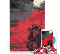 Rompecabezas para Adultos 1000 Guerreros samuráis en Paisaje Rojo Juego de ingenio interacción Entre Padres e Hijos fortalece el Amor Entre Parejas 50x75cm