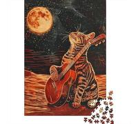 Rompecabezas para Adultos 1000 Guitar Playing Cat Art Print-10 Rompecabezas para Adultos Juegos Relajantes Montaje De Patrones Regalos para Amigos Y Familiares 38x26cm/1000pcs