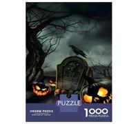 Rompecabezas para Adultos 1000 Halloween Graveyard Scene Rompecabezas para Adultos Juegos Relajantes Montaje De Patrones Regalos para Amigos Y Familiares 38x26cm/1000pcs