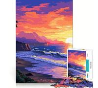 Rompecabezas para Adultos 1000 LA Beach Sunset Pixel Art Premium Edge Art Juguete de Habilidades cognitivas Juego Casual Juego de cumpleaños Divertido (50x75cm)