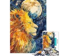 Rompecabezas para Adultos 1000 Leones Sueño a la luz de la Luna Rompecabezas para Adultos Juego práctico Vacaciones en casa Matar el Tiempo Regalo de cumpleaños Regalos (Tamaño 38x26cm)