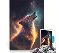 Rompecabezas para Adultos 1000 Lobo Solitario en el Espacio Juego de Acertijos Interesante Reducción del Estrés Regalo de Juego Desafiante 38x52cm