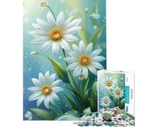 Rompecabezas para Adultos 1000 Margaritas Blancas con Gotas de Agua Juego desafiante Juguetes relajantes Actividades Familiares Regalo de cumpleaños (tamaño 38x26cm)