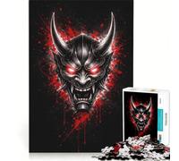 Rompecabezas para Adultos 1000 Máscara Oni de Tinta de Sangre, decoración de Pared de Juguete, decoración de Arte para el hogar, con Piezas de Formas aleatorias Que encajan Perfectamente 38x52cm