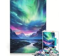 Rompecabezas para Adultos 1000 montañas de Auroras boreales Juego de ingenio interacción Entre Padres e Hijos fortalece el Amor Entre Parejas 50x75cm