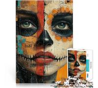 Rompecabezas para Adultos 1000 “Mujer del Día de los Muertos” Madera,Apto para Mayores de 14 años. Juego desafiante y Juego Familiar. Regalo para cumpleaños。tamaño:50x75cm/19.68x29.52pulgada
