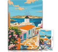 Rompecabezas para Adultos 1000 Mykonos Grecia Viajes Arte Juegos educativos Desafío difícil Juguete Educativo Tamaño 38x26cm