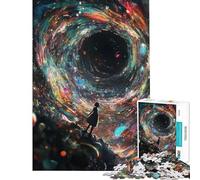 Rompecabezas para Adultos 1000 Niña Frente a un Agujero Negro Rompecabezas para Adultos Juego práctico Vacaciones en casa Matar el Tiempo Regalo de cumpleaños Regalos (Tamaño 38x26cm)