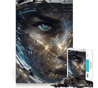 Rompecabezas para Adultos 1000 Ojo de Astronauta Que refleja Las Luces de la Ciudad Corte Juguete Divertido para ejercitar la Mente Juego Tranquilo Divertido Regalo de cumpleaños (38x26cm)